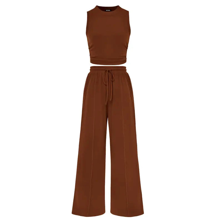 YUMI™ – Wide Leg Pants & Cropped Top Lounge Set