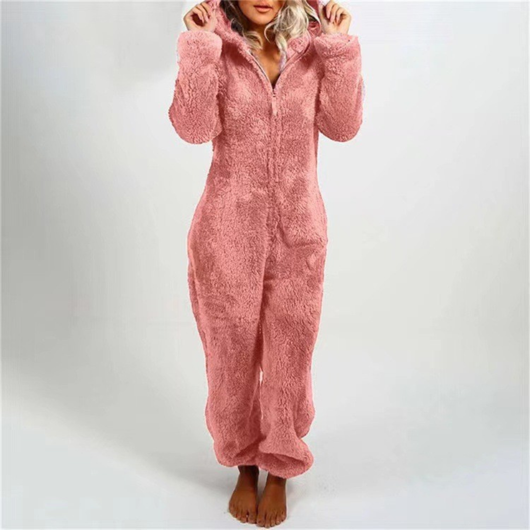 LUMI™ - Comfy Zipper Hooded Long Sleeve Plush Pajama Jumpsuit