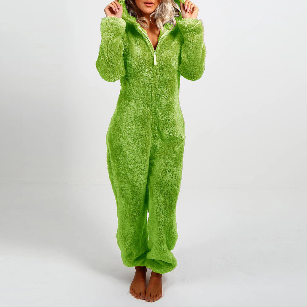 LUMI™ - Comfy Zipper Hooded Long Sleeve Plush Pajama Jumpsuit