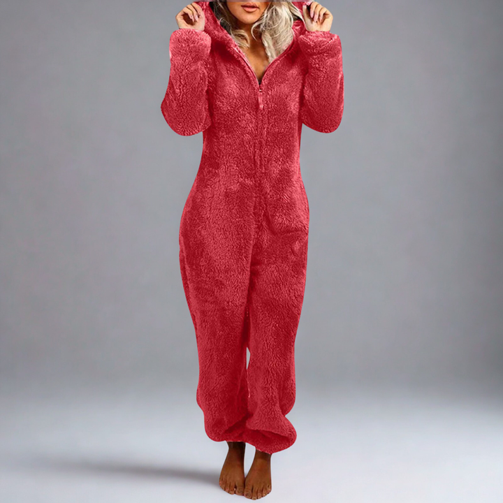 LUMI™ - Comfy Zipper Hooded Long Sleeve Plush Pajama Jumpsuit