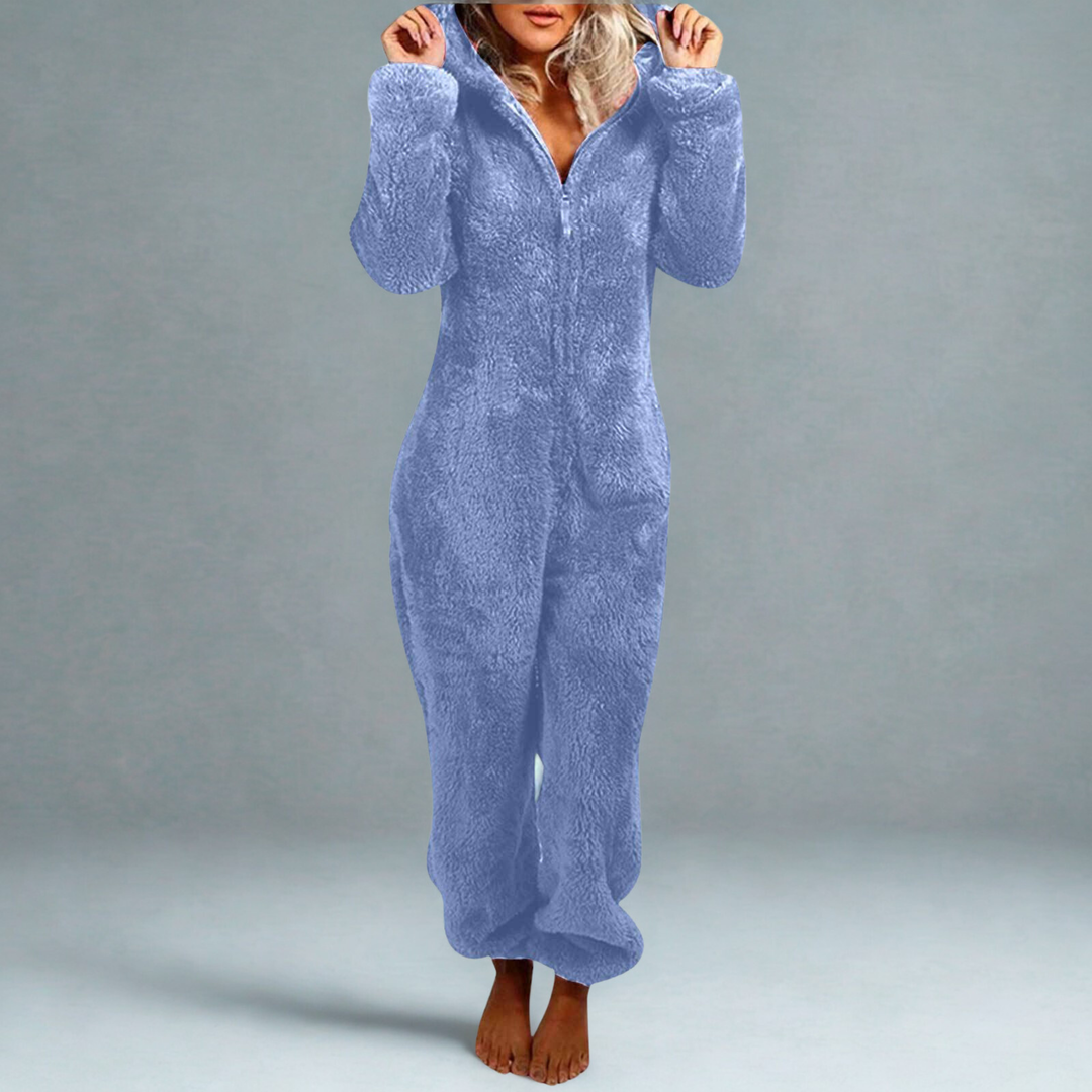 LUMI™ - Comfy Zipper Hooded Long Sleeve Plush Pajama Jumpsuit