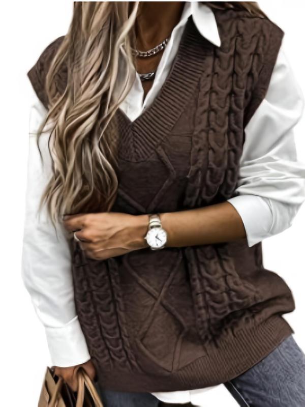 HANNAH™ - Preppy Textured V Neck Knit Vest for Fall & Winter Layering