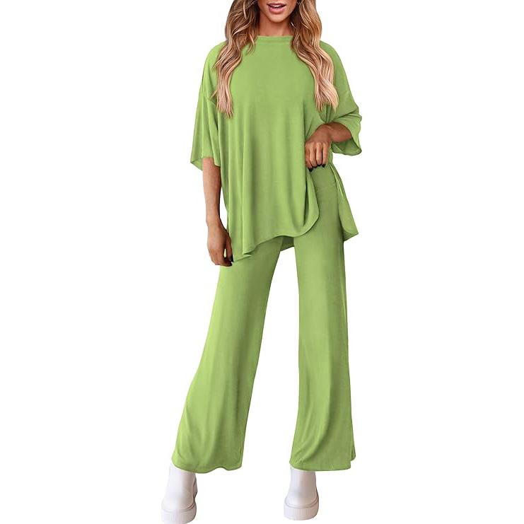 FREYA™ – Short Sleeve Lounge Top & Wide Leg Pants Set