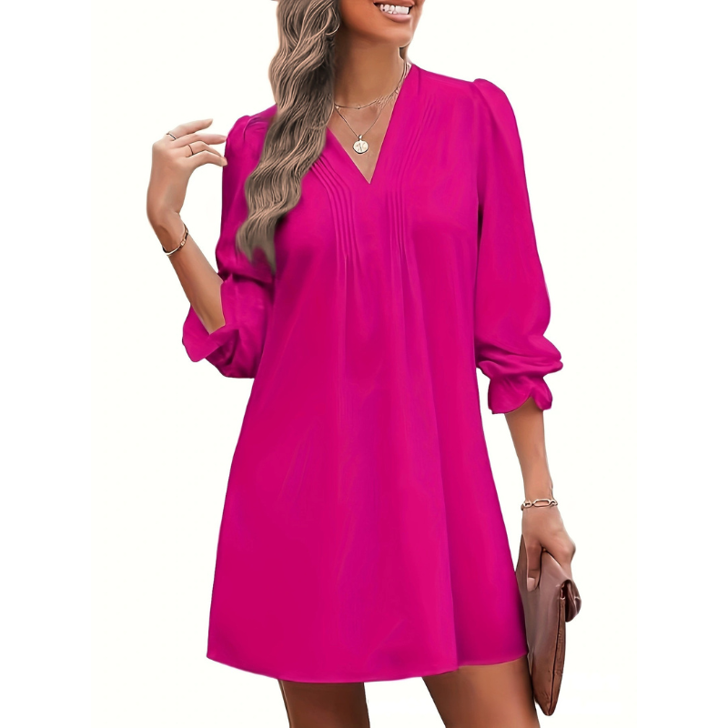 SHY™ – Casual A Line V Neck Midi Dress
