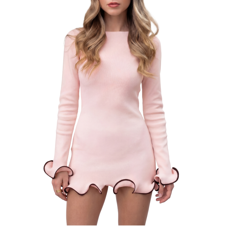 MARGIE™ – Refined Colourblock Long Sleeve A Line Dress