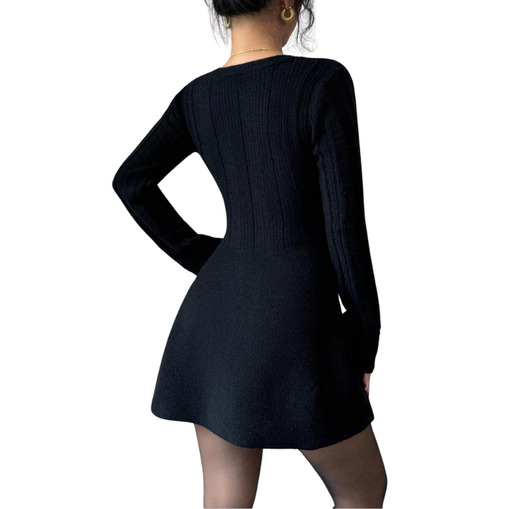PEYTON™ – Chic A-Line Long Sleeve V Neck Dress