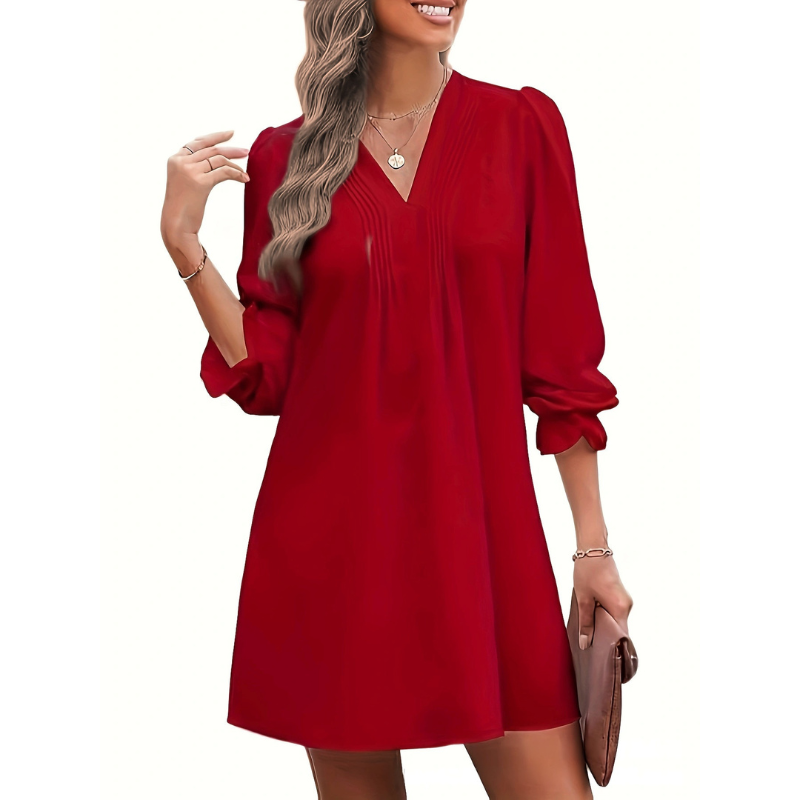 SHY™ – Casual A Line V Neck Midi Dress