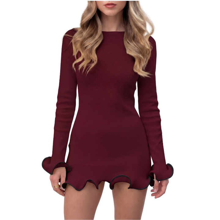 MARGIE™ – Refined Colourblock Long Sleeve A Line Dress