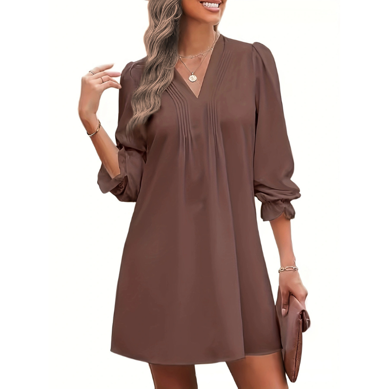 SHY™ – Casual A Line V Neck Midi Dress
