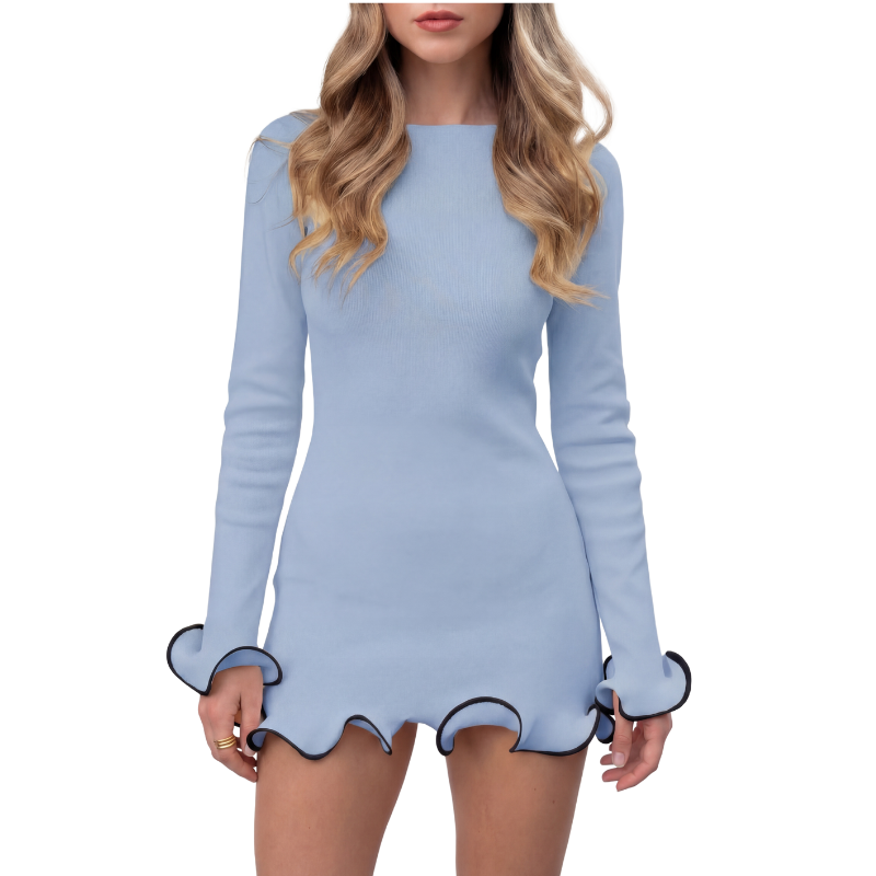 MARGIE™ – Refined Colourblock Long Sleeve A Line Dress