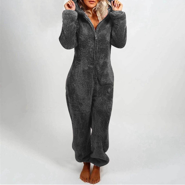 LUMI™ - Comfy Zipper Hooded Long Sleeve Plush Pajama Jumpsuit