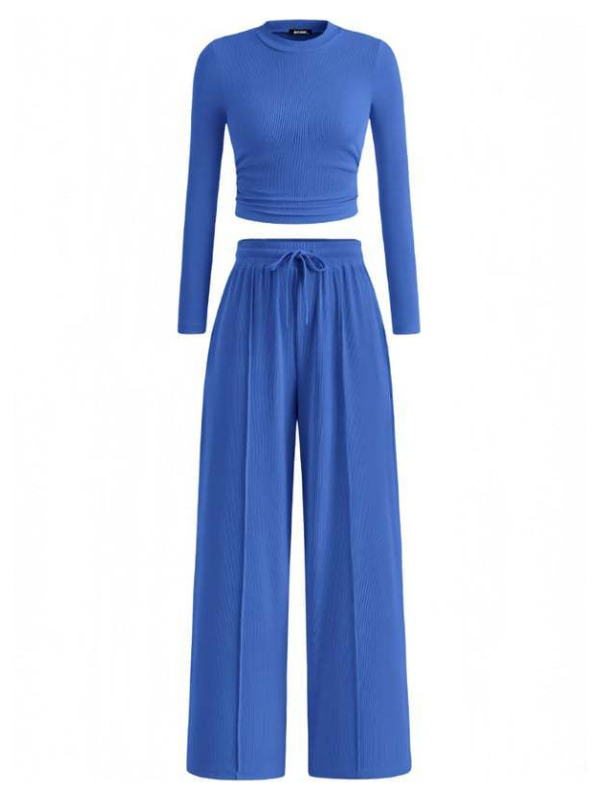 JANE™ – Cozy Ribbed Crop Top & Wide Leg Pants Set