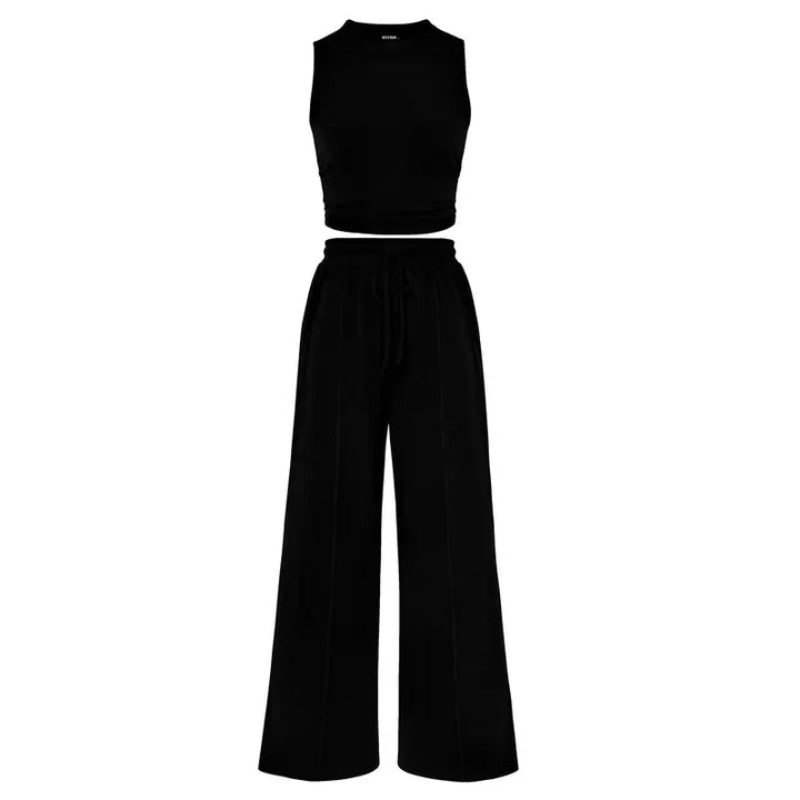 YUMI™ – Wide Leg Pants & Cropped Top Lounge Set