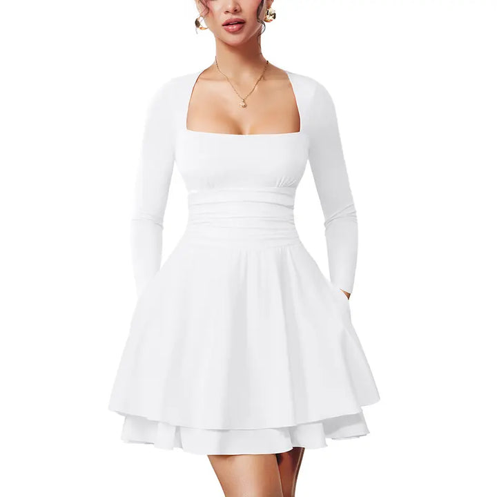 BAYLEE™ – Square Neck Ruffle Hem Corset Mini Dress