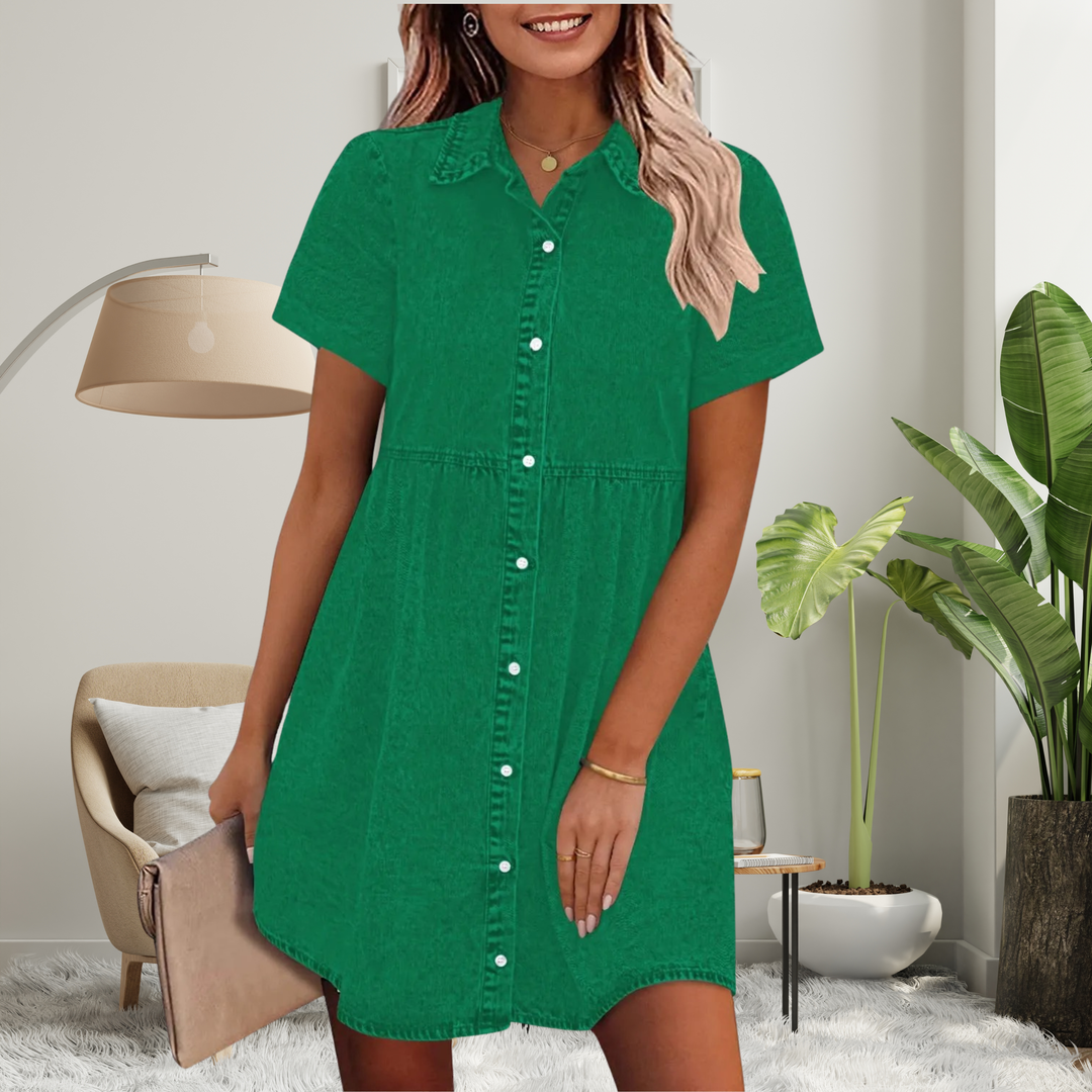HADASSAH™ - Classic Short Sleeve Button Down Mini Dress