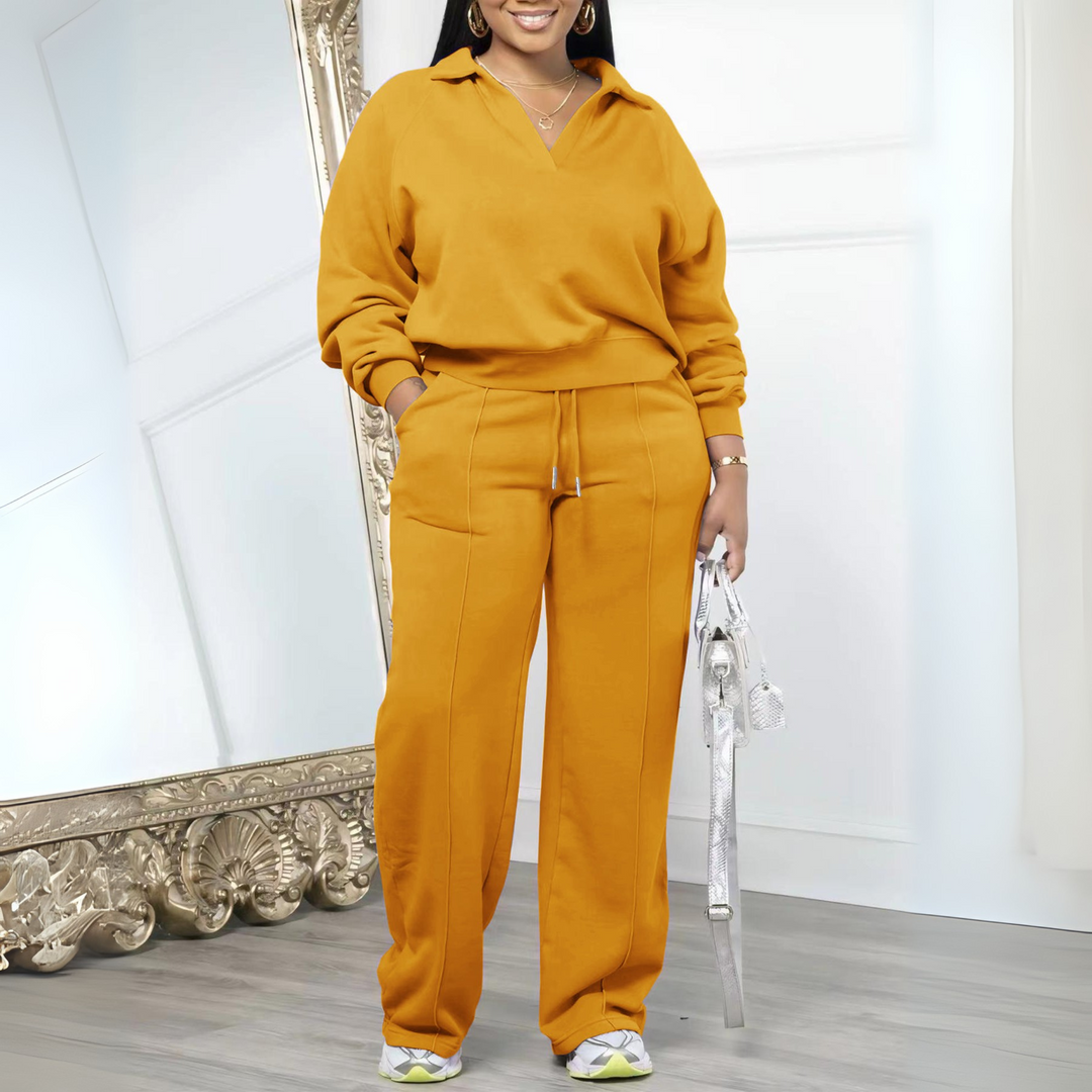 WILA™ - Casual Long Sleeve Sweatshirt and Drawstring Pants Set