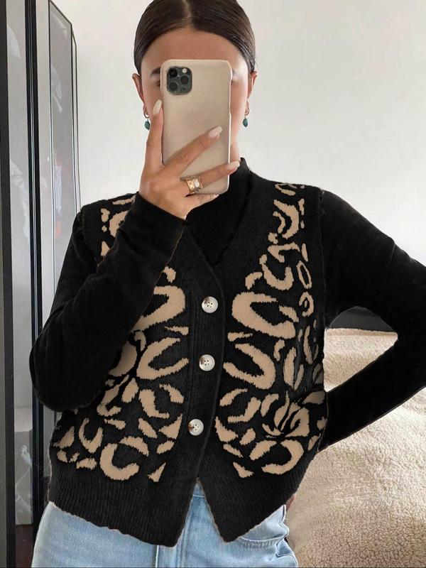 JADE™ - Cozy Leopard Print Sweater Vest for All Seasons