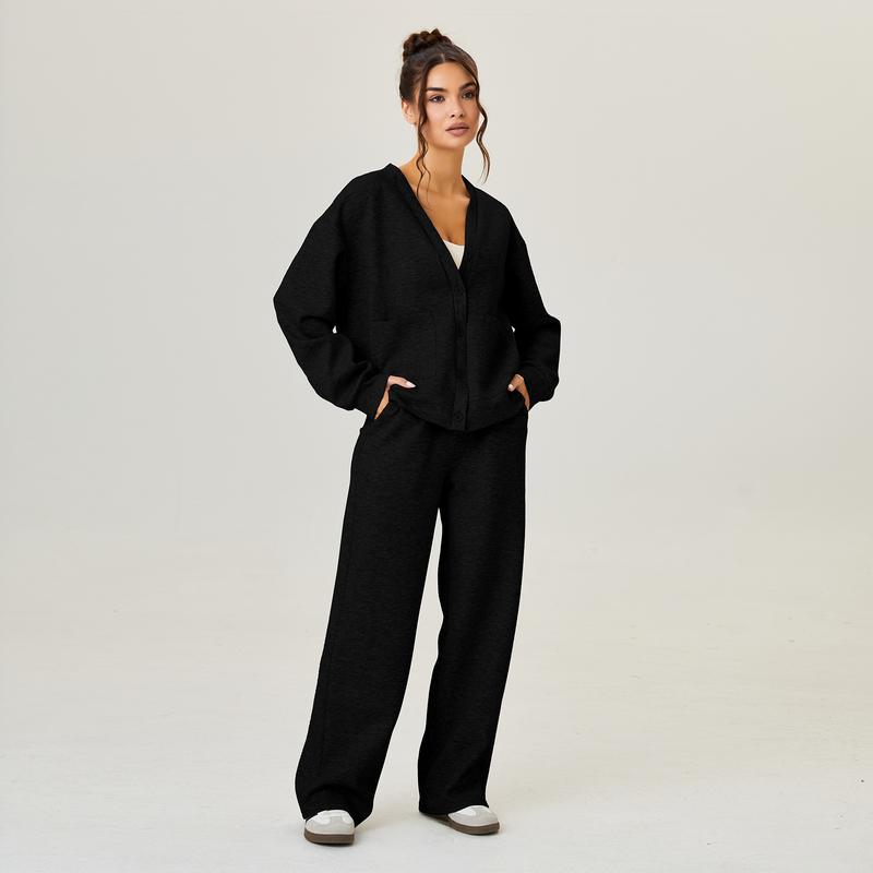 LOVIE™ – Slouchy V Neck Cardigan & Drawstring Trousers Co Ord