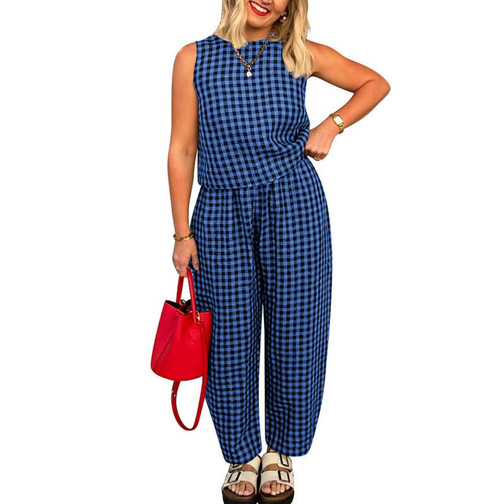 TRISH™ - Casual Cotton Plaid Two-Piece Set
