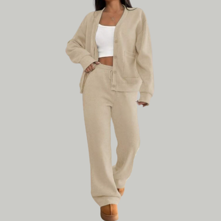 LOVIE™ – Slouchy V Neck Cardigan & Drawstring Trousers Co Ord