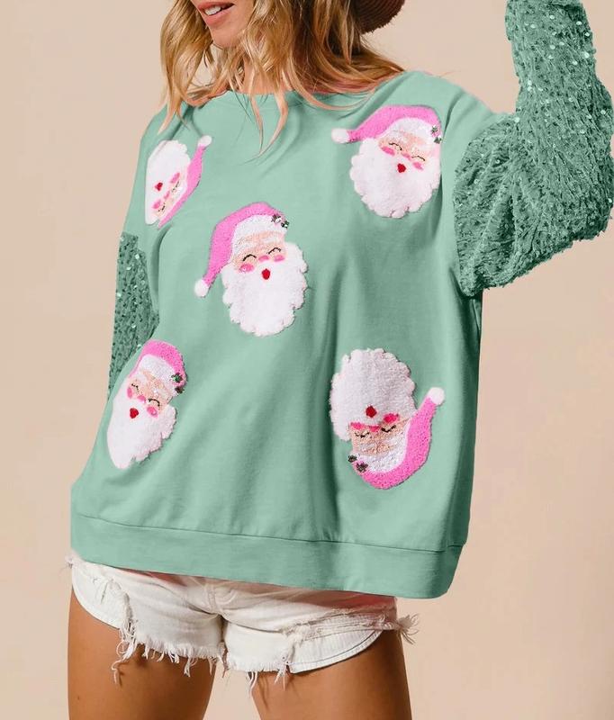 BRIANNA™- Sparkly Christmas Long Sleeve Pullover Sweater