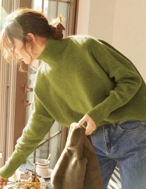 CAMILLE™ - Women High Neck Loose Knit Pullover Sweater